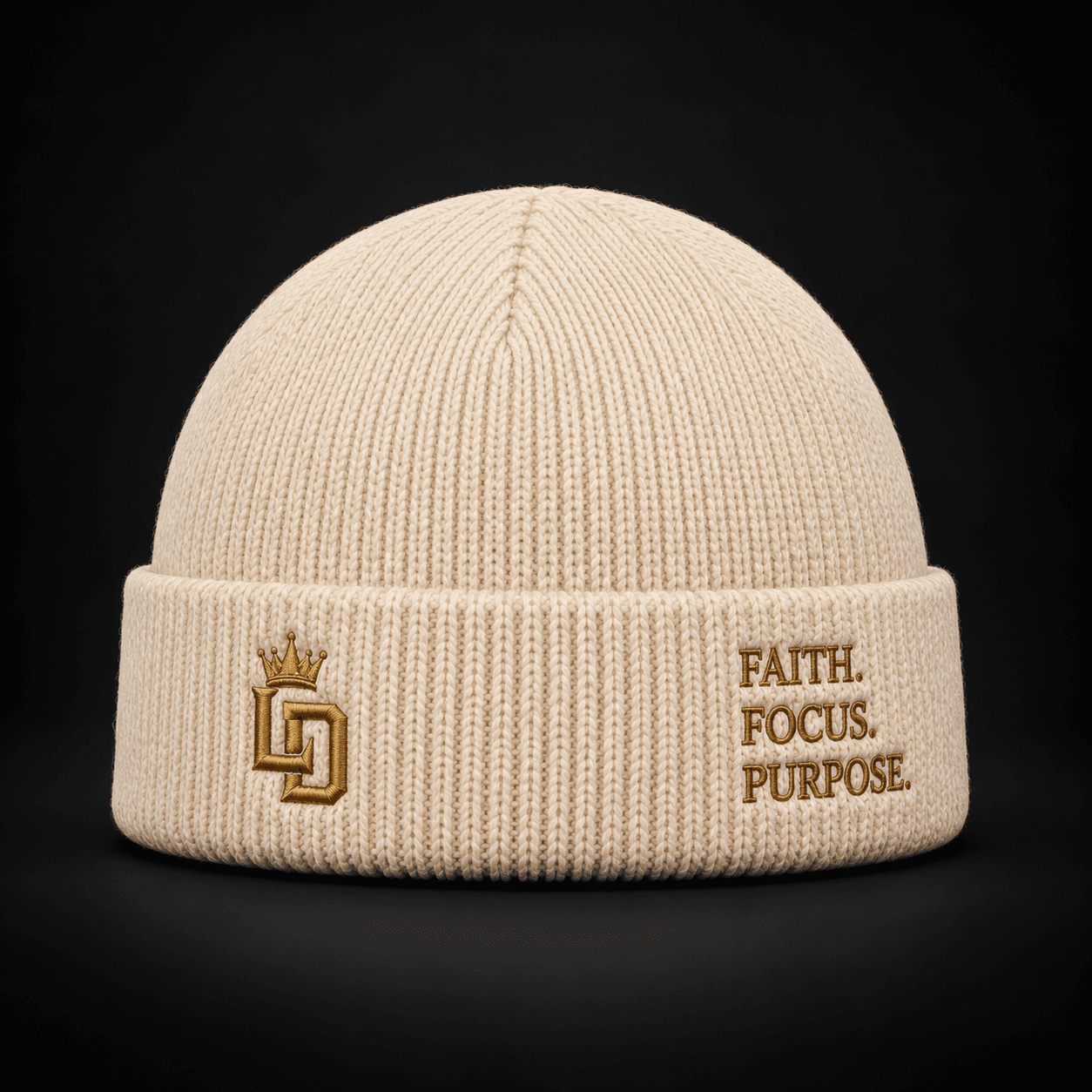 LD Beanie — Cream / Gold