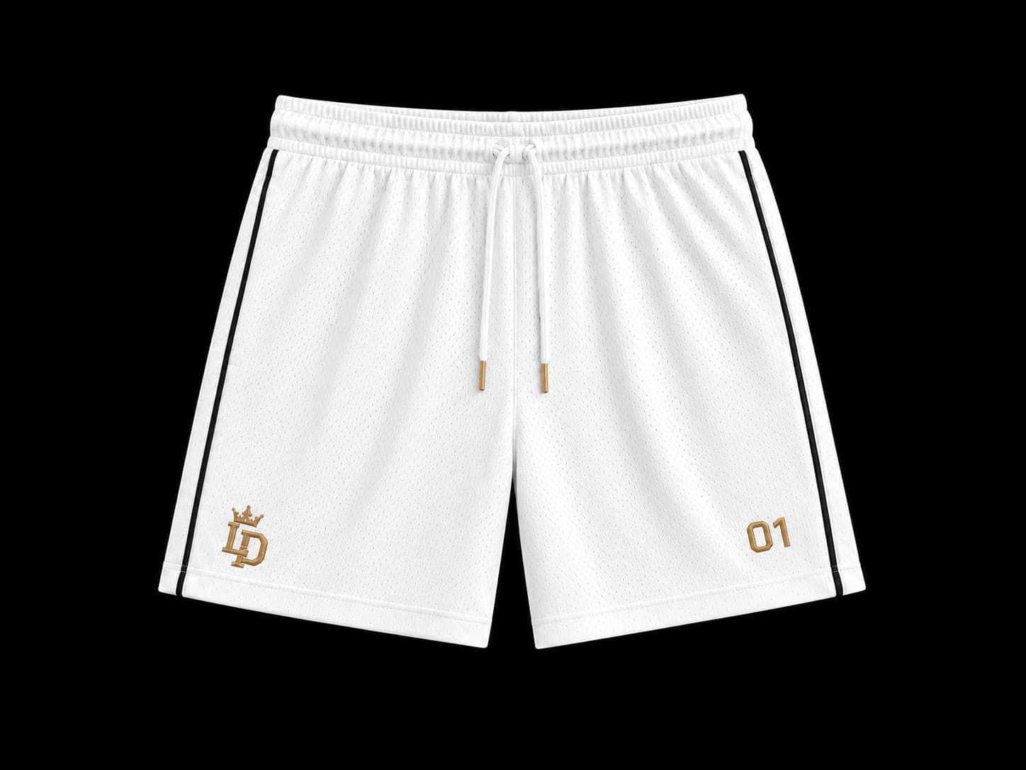 Court 01 Shorts — White / Black